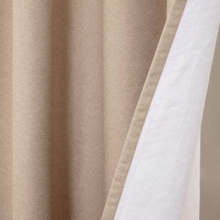 Beige Thermal 100% Blackout Custom Curtain Romy MC8220